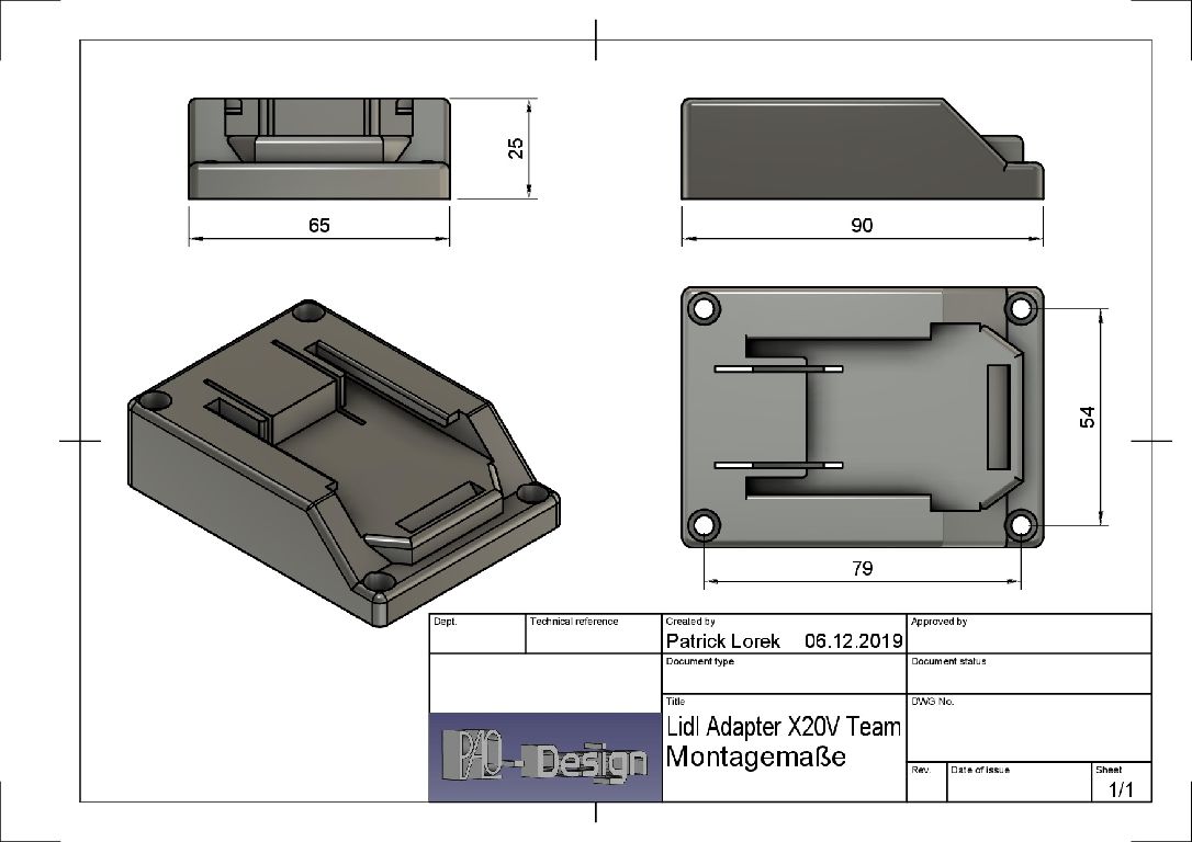 und Adapter - 36V Doppel Adapter für Lidl Parkside Team X20V Akku