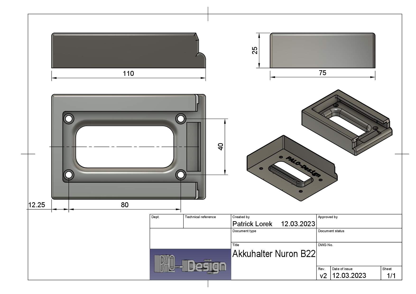 Akkuhalter und Adapter - Battery holder for Hilti Nuron B22 